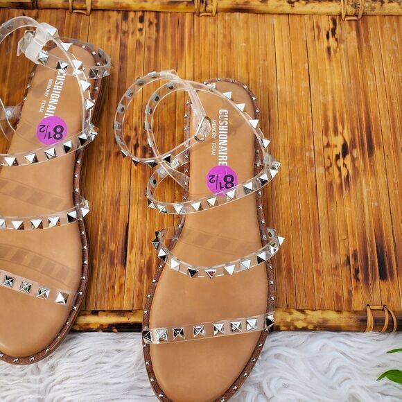 Cushionaire Transparent Studded Strappy Detail Memory Foam Sandals. Sz 8.5 - Picture 7 of 13